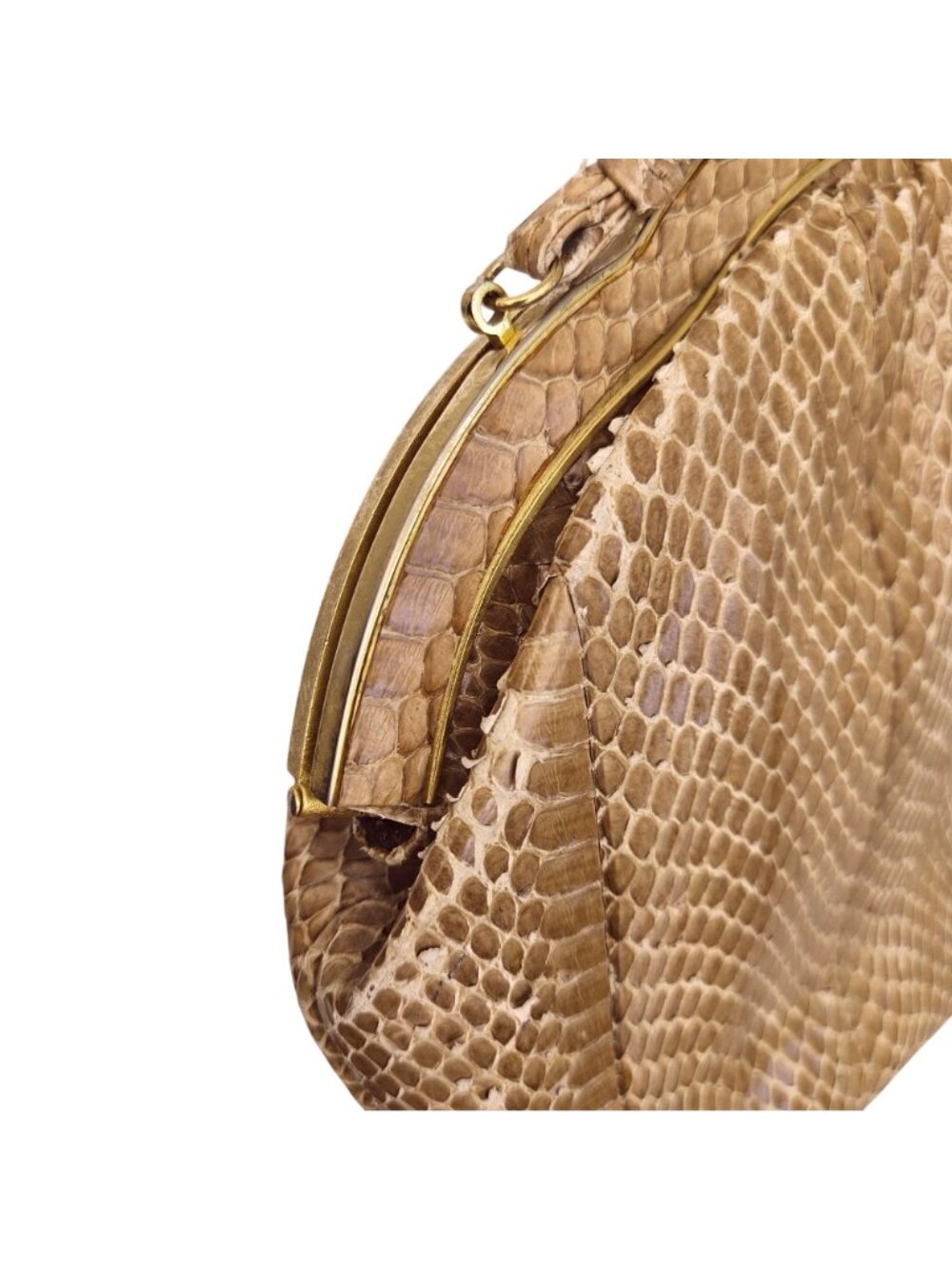 Vintage 1970s Susan Gail Snakeskin Handbag Purse Crossbody Tan - Picture 13 of 14